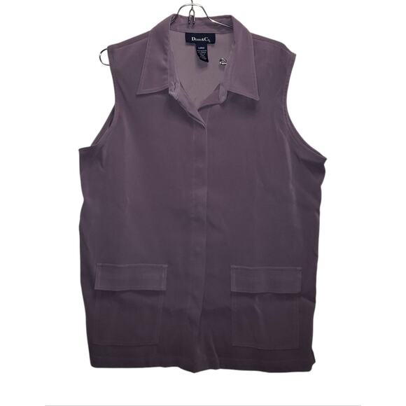 Denim & Co. Vintage Dark Lilac Sleeveless Vest – Sz L | Cottagecore Layering - Picture 1 of 7
